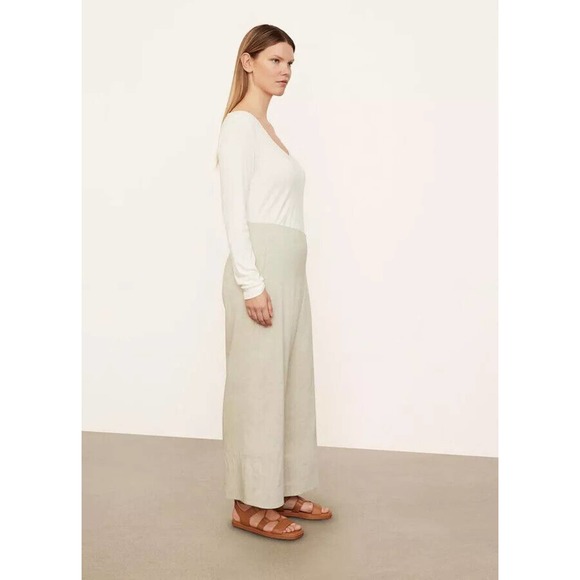 NWT Vince Crop Wide Leg Linen Blend Pants Light Dove Women's Plus Size 24W 24 - Picture 6 of 11